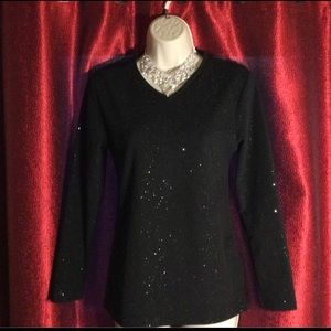 GLITTER V/NECK TOPS/2/GLITTER KNIT RiBBED LONG SKIRT|COMBO